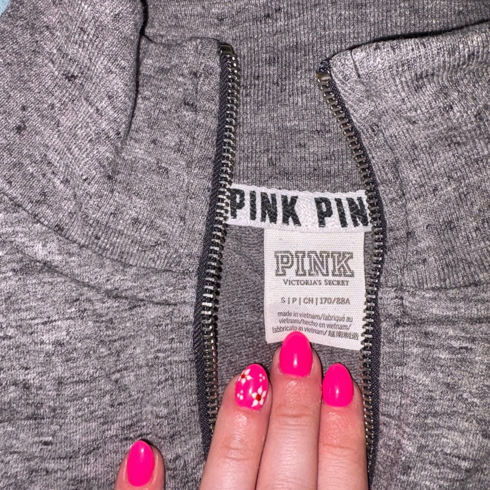 Gray PINK Zip-Up Hoodie